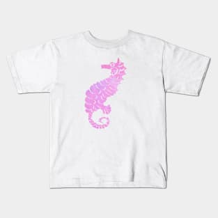 Seahorse Watercolor Design in Pinks and Purple Kids T-Shirt